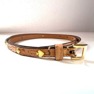 Kate Spade in the loop cork belt with gold spade studs size L